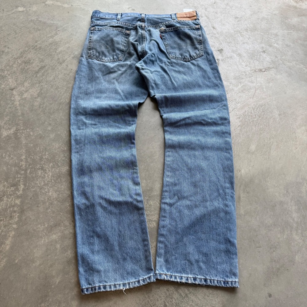 Levis 517 Mens Bootcut Jeans Blue Denim Distressed W36 L34 00517-0216